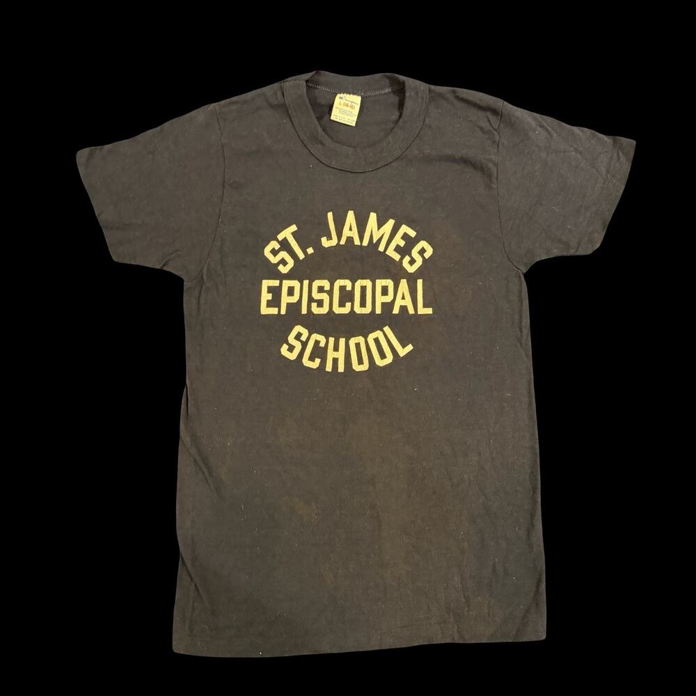 Vintage Champion St James School Tee Distressed Fade USA Single Stitch